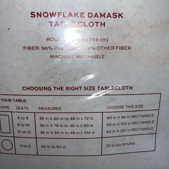 NEW North Pole Trading Co. Tablecloth Snowflake Damask 70 in Round Gold Silver - Picture 4 of 4